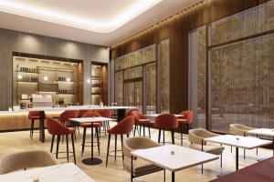 Кафе в теплых цветах