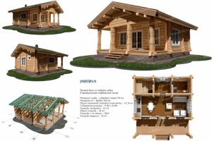 Проект бани из лафета. Норвежская рубка. АР, КД, разбревновка.