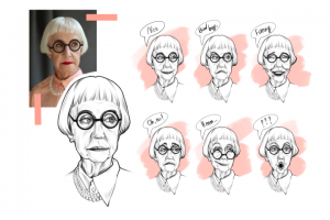 Персонаж модная бабуля для презентации