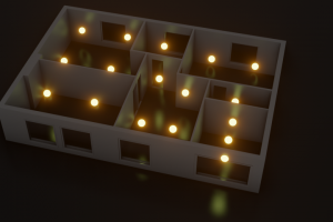 Построение 3д модели по чертежу с элементами освещения