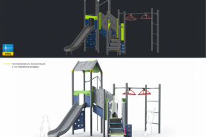 Визуализация CAD-модели оборудования для детских площадок