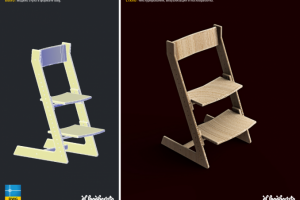 Визуализация CAD-модели деревянного стула