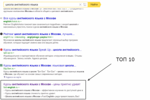 Продвижение в топ сайта по обучению английского языка
