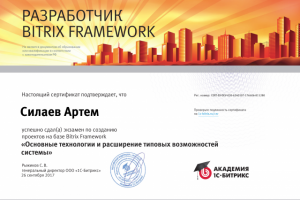 Сертификат "Основные технологии и расширение системы"