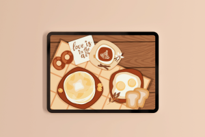 Иллюстрация завтрака для сайта кафе