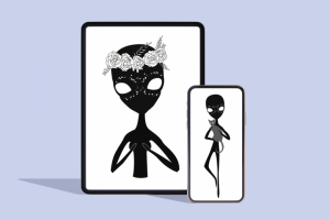 Иллюстрации НЛО для мерча блогера