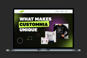 Landing Page принтов и мерча «Customnia» в NY