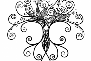 Дерево. Лайн арт.