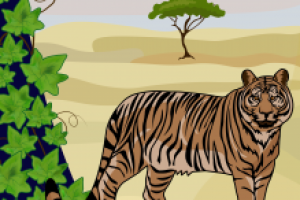 Тигр в саванне