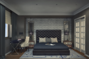 Визуализация спальни в стиле Loft площадью 15 м2 в московской кв