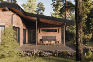 Кирпичный дом в лесу