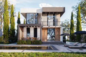 Экстерьер загородного коттеджа