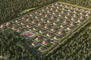 Визуализация коттеджного поселка (Ракурс 1)