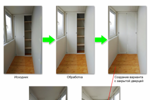 Обработка фотографий шкафов на балконах