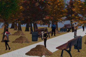 3Д визуализация осеннего парка в Blender3D