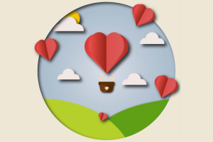 Романтичная открытка в стиле paper cut out