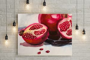 "Гранаты". Бумага, акварель, акварельные карандаши.