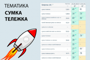 SEO продвижение сайта на тему сумка тележка