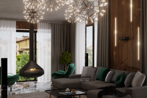 Визуализация лаундж зоны в коттедже