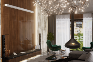 Визуализация лаундж зоны в коттедже