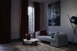 Визуализация Интерьера просторной комнаты