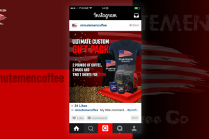 Баннер для инстаграмм Minutemen coffee. Реклама мерча