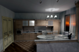 Визуализация кухни/ вечерний вид