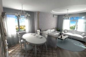 Визуализация гостиной/ моделирование мебели