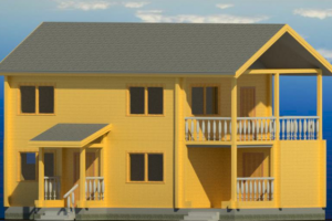 Коттедж из бруса, проект в 3D