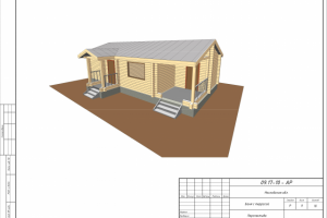 Баня с террасой, архитектурный проект в 3D