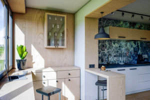 Визуализация кухни объединенной с балконом