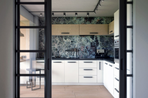 Визуализация кухни объединенной с балконом