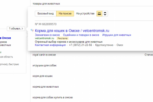 Яндекс Директ: ветеринарная клиника и зоомаркет в Омске