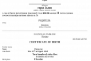 Перевод свидетельства о рождении на английский.