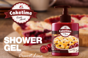 Дизайн этикетки для серии гелей для душа "Caketime"