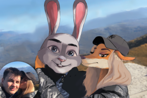 Портрет пары в стиле мультика Зверополис