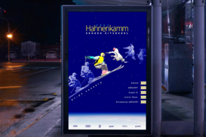 Плакат лыжные гонки Hahnenkamm на горе "Петушиный гребень"