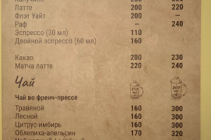 Настенное меню для кофейни 75x95 см, печать на ПВХ