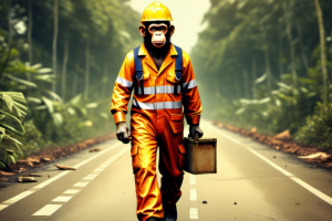 обезьяна дорожный работник