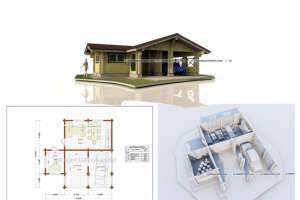 Беседка с навесом и хозпостройкой из бруса