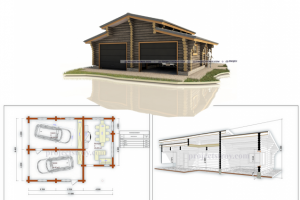 Гараж и беседка из бревна
