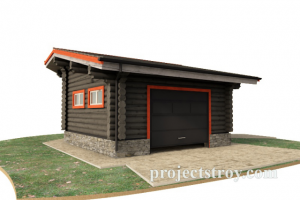 Проект гаража из бревна