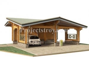 Навес для автомобилей из бруса 8 х 6 м
