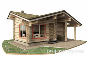 Хозпостройка с беседкой и санузлом из лафета