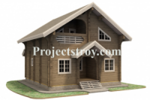 Проект деревянного брусового дома 8 на 8 м.