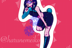 девушка кролик в стиле киберпанк