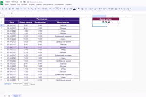 Real-time расписание в Google Sheets