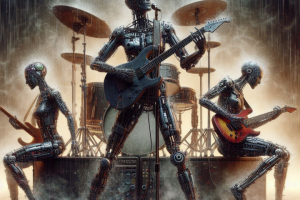 Арт в стиле кибер хард рок или кибер металл