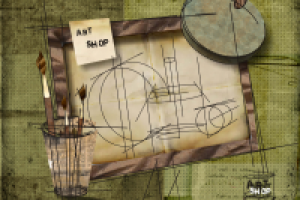 Плакат и логотип для магазина художественных товаров