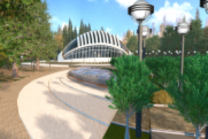 Моделирование+ визуализация здания и парка